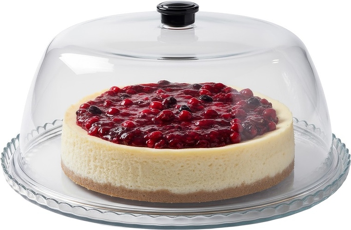 Блюдо для торта Pasabahce Patisserie 77966 d=32 см (стекло) с крышкой h=12,5 см (поликарбонат)