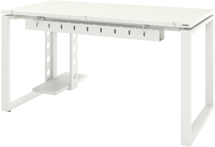 Стол офисный прямой ZAMM Зета 60х30 ТР 1800х700 с пропусками, кабель-каналом и подвесом системного блока, белый