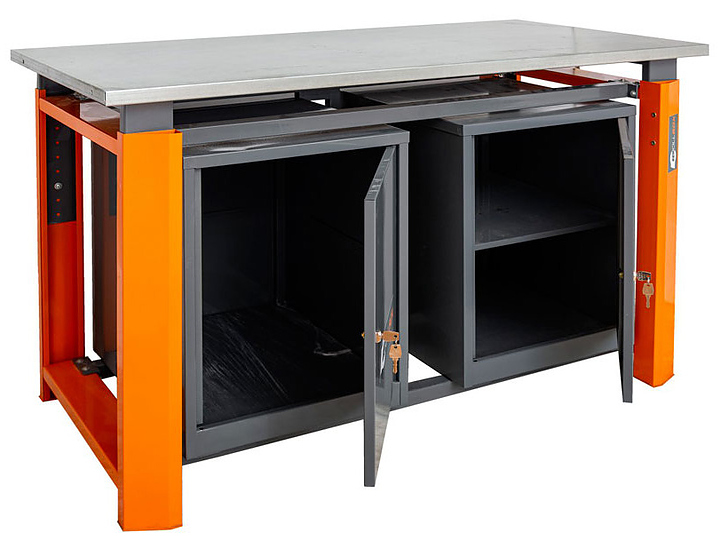 Верстак слесарный двухтумбовый КМК завод TOOLLBOX Premium ТВР1500(ТВ0-ТВ0) оранжевый, серый