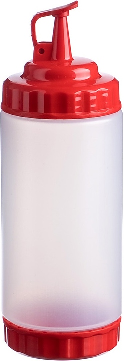 Диспенсер для соуса Gastroplast 79686 500 мл d=7 см h=20 см (пластик) прозрачный c 2 красными крышками