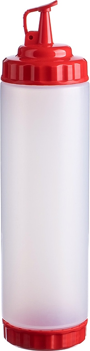 Диспенсер для соуса Gastroplast 79691 750 мл d=7 см h=27 см (пластик) прозрачный c 2 красными крышками