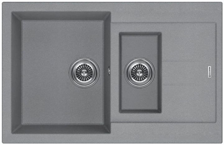 Кухонная мойка KUCHENSTERN 207TN20 PLAT 60-2 α-Granit 780х500х200 мм титан