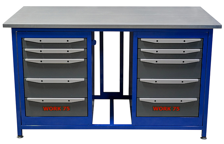 Верстак слесарный двухтумбовый КМК завод WORK75 WK1500(Т5-Т5) синий, серый