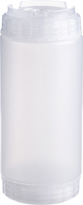 Диспенсер для соуса Gastroplast 79700 500 мл d=7 см h=16,6 см (пластик) прозрачный c силиконовым носиком и 2 прозрачными крышками