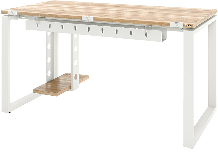 Стол офисный прямой ZAMM Зета 60х30 ТР 1800х700 с пропусками, кабель-каналом и подвесом системного блока, дуб бардолино/белый матовый