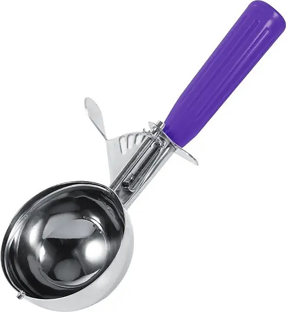 Ложка для мороженого Restopit бк196 d=4 см (нерж. сталь) с выталкивателем и фиолетовой рукояткой