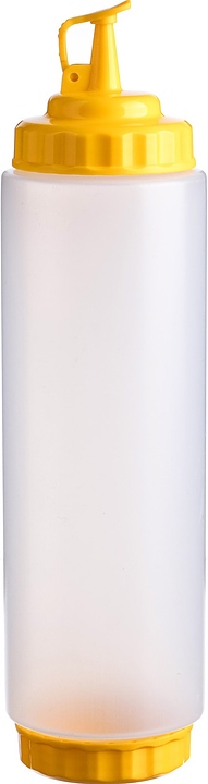 Диспенсер для соуса Gastroplast 79699 1000 мл d=7,5 см h=29,5 см (пластик) прозрачный c 2 желтыми крышками