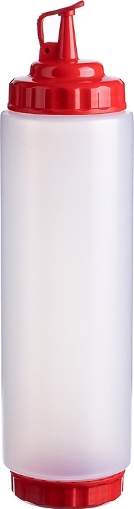 Диспенсер для соуса Gastroplast 79696 1000 мл d=7,5 см h=29,5 см (пластик) прозрачный c 2 красными крышками