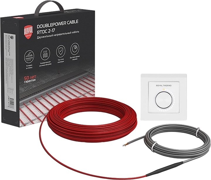Кабель нагревательный Royal Thermo RTDC 2-17-500 с терморегулятором RTO-16