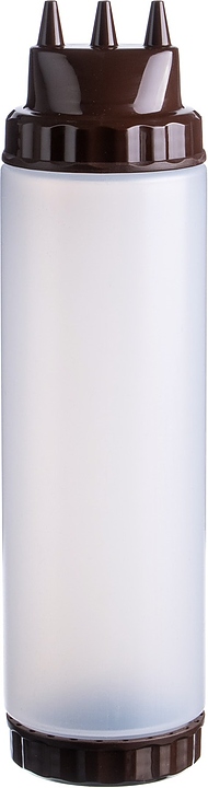 Диспенсер для соуса Gastroplast 79677 750 мл d=7 см h=27 см (пластик) прозрачный c 2 коричневыми крышками и 3 носиками