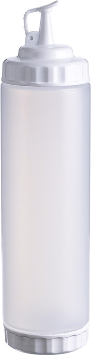 Диспенсер для соуса Gastroplast 79693 750 мл d=7 см h=27 см (пластик) прозрачный c 2 белыми крышками