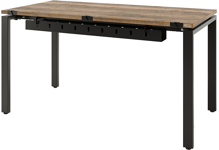Стол офисный прямой ZAMM Формат 60х30 ТР 1000х700 с пропусками и кабель-каналом, дуб галифакс олово/черный