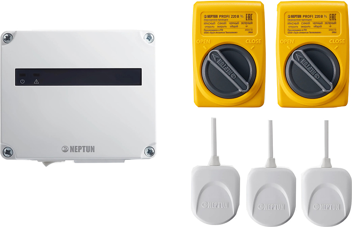 Система защиты от протечек воды Neptun Profi Base 3/4 дюйма (проводная, 2 крана Profi нерж 220В )