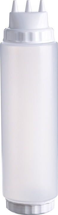 Диспенсер для соуса Gastroplast 79683 1000 мл d=7,5 см h=29 см (пластик) прозрачный c 2 белыми крышками и 3 носиками