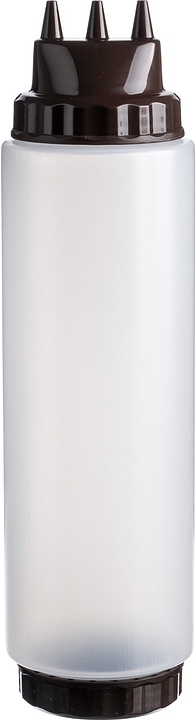 Диспенсер для соуса Gastroplast 79682 1000 мл d=7,5 см h=29 см (пластик) прозрачный c 2 коричневыми крышками и 3 носиками