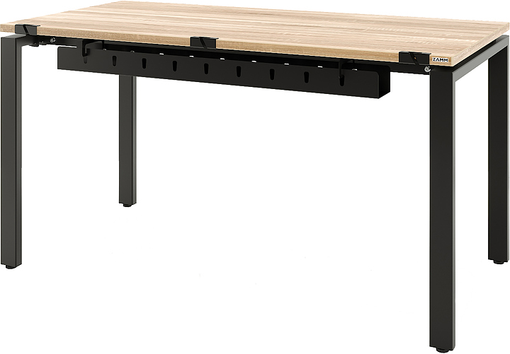 Стол офисный прямой ZAMM Формат 60х30 ТР 1200х700 с пропусками и кабель-каналом, дуб бардолино/черный муар