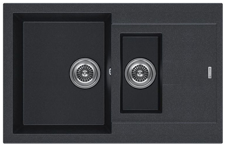 Кухонная мойка KUCHENSTERN 207BL20 PLAT 60-2 α-Granit 780х500х200 мм черный