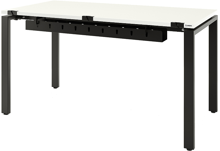 Стол офисный прямой ZAMM Формат 60х30 ТР 1400х700 с пропусками и кабель-каналом, белый/черный