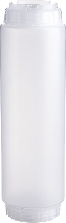 Диспенсер для соуса Gastroplast 79710 1000 мл d=7,5 см h=25,7 см (пластик) прозрачный c силиконовым носиком и 2 прозрачными крышками