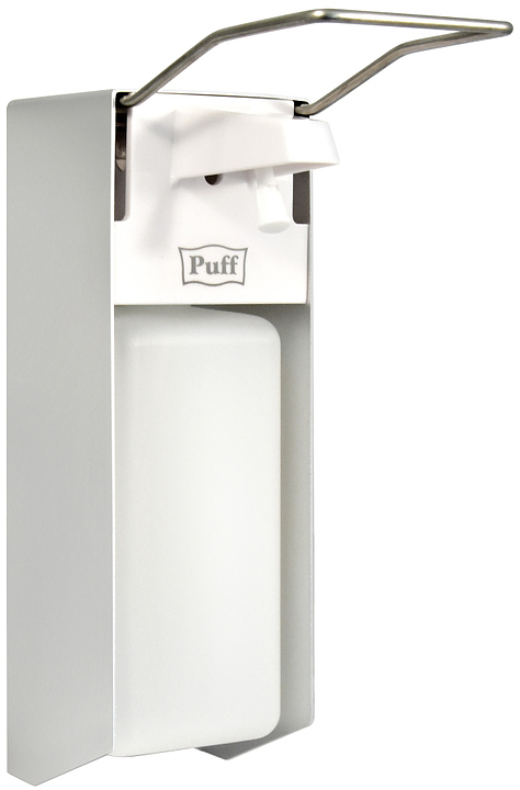 Дозатор жидкого антисептика Puff 8191 локтевой, 1 л, белый-хром
