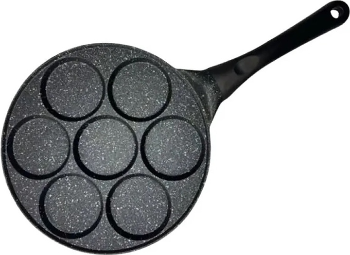 Сковорода для оладий Restopit рп490 d=27 см h=1,3 см 7 ячеек d=8 см (алюминий с антипригарным покрытием) с пластиковой рукояткой