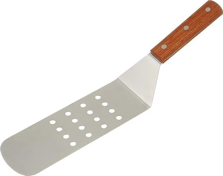 Лопатка Restopit лк08 l=36 см с перфорированной головкой 7,4х19,5 см (нерж. сталь) с деревянной рукояткой