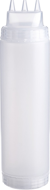 Диспенсер для соуса Gastroplast 79675 750 мл d=7 см h=27 см (пластик) прозрачный c 2 прозрачными крышками и 3 носиками