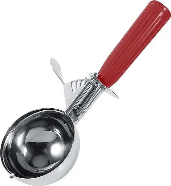 Ложка для мороженого Restopit бк194 d=4 см (нерж. сталь) с выталкивателем и красной рукояткой