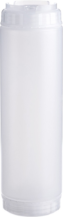 Диспенсер для соуса Gastroplast 79705 750 мл d=7 см h=23,7 см (пластик) прозрачный c силиконовым носиком и 2 прозрачными крышками