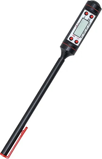 Термометр электронный с щупом 1030246 (-50 +300C), пластик,сталь нерж. ,L=20см черный)