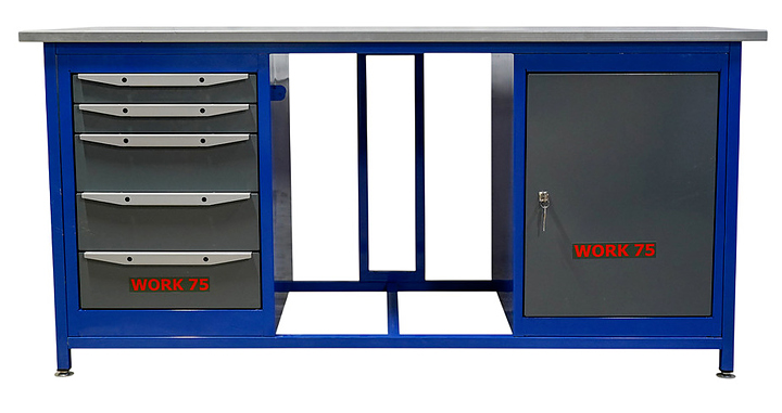 Верстак слесарный двухтумбовый КМК завод WORK75 WK1800(Т0-Т5) синий, серый