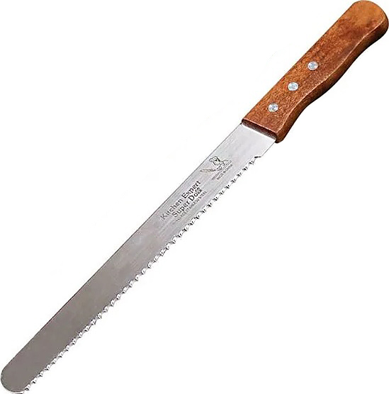 Нож кондитерский Restopit рп150 Super Doll l=30 см (нерж. сталь) с крупными зубцами и деревянной рукояткой