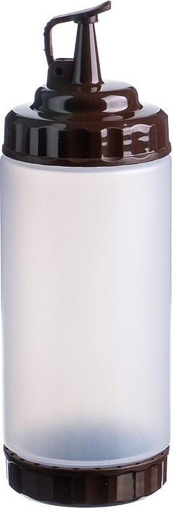 Диспенсер для соуса Gastroplast 79687 500 мл d=7 см h=20 см (пластик) прозрачный c 2 коричневыми крышками