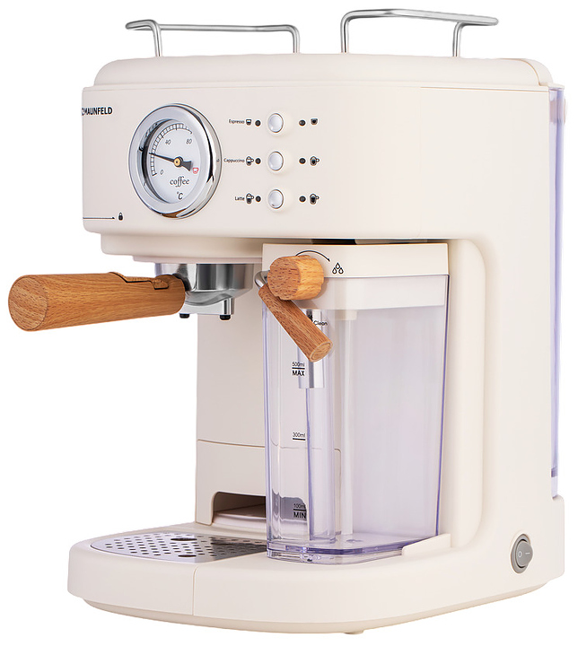 Кофеварка Maunfeld MF-737BG PRO 1.5 л 1250 Вт рожковая, белый, бежевый
