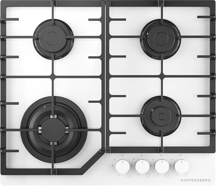 Варочная панель газовая Kuppersberg FG 66 W белое стекло