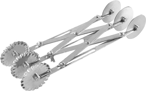 Нож роликовый для теста раздвижной Restopit рп391 d=5,5 см 3 гладких / 3 зубчатых лезвия (нерж. сталь)