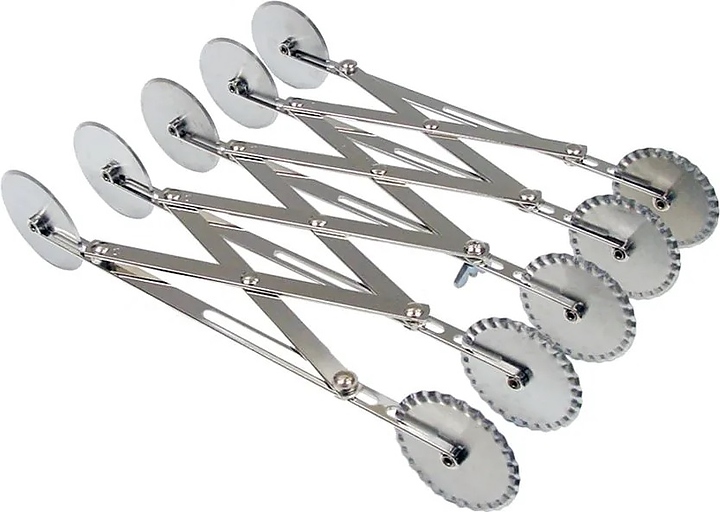 Нож роликовый для теста раздвижной Restopit рп39 d=5,5 см 5 гладких / 5 зубчатых лезвий (нерж. сталь)