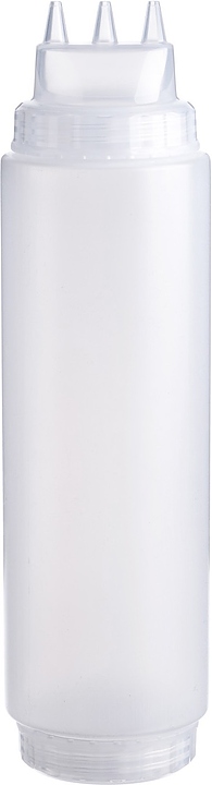 Диспенсер для соуса Gastroplast 79680 1000 мл d=7,5 см h=29 см (пластик) прозрачный c 2 прозрачными крышками и 3 носиками