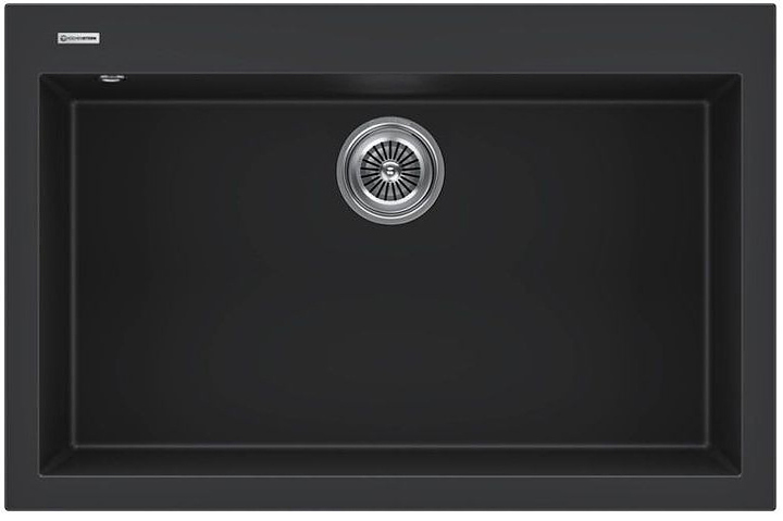Кухонная мойка KUCHENSTERN 205BL20 OBEN 80 α-Granit 760х500х200 мм черный
