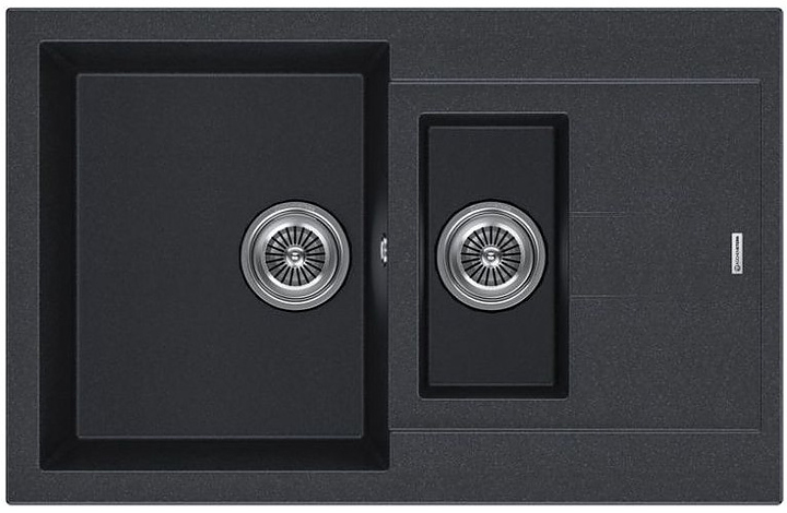 Кухонная мойка KUCHENSTERN 207AN20 PLAT 60-2 α-Granit 780х500х200 мм антрацит