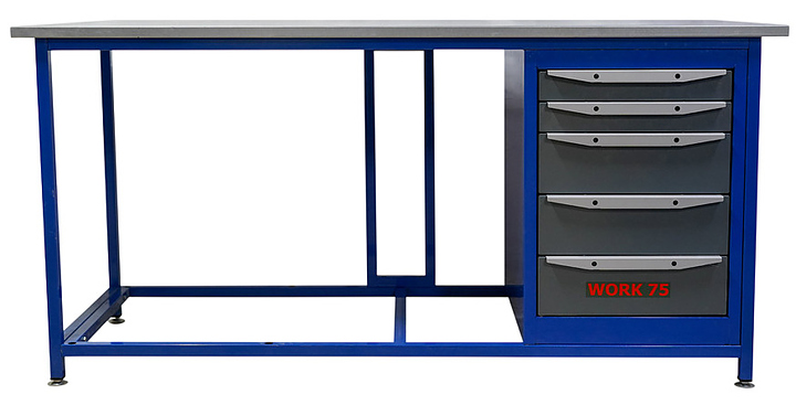 Верстак слесарный однотумбовый КМК завод WORK75 WK1800(Т5) синий, серый