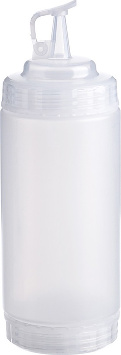 Диспенсер для соуса Gastroplast 79685 500 мл d=7 см h=20 см (пластик) прозрачный c 2 прозрачными крышками