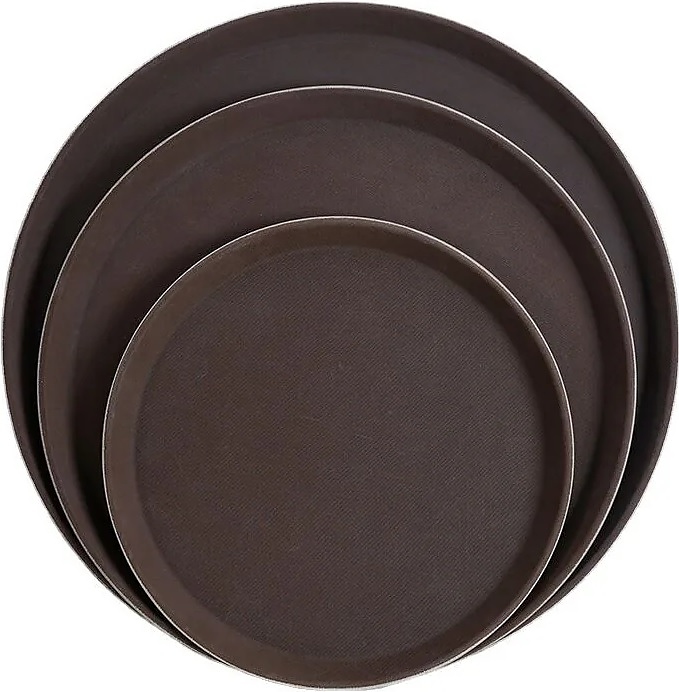 Поднос Restopit бк234 d=460 мм h=25 мм (полипропилен) прорезиненный коричневый