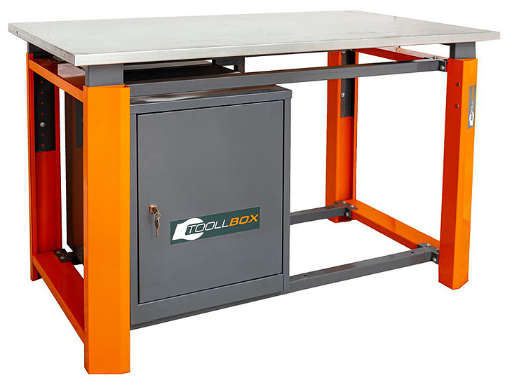 Верстак слесарный однотумбовый КМК завод TOOLLBOX Premium ТВР 1200(ТВ0) оранжевый, серый