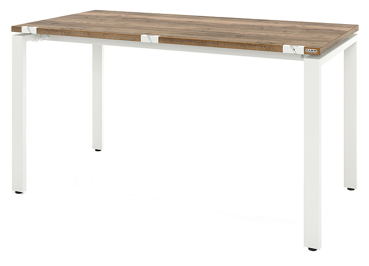 Стол офисный прямой ZAMM Формат 60х30 ТР 1600х700 с пропусками, дуб галифакс олово/белый матовый