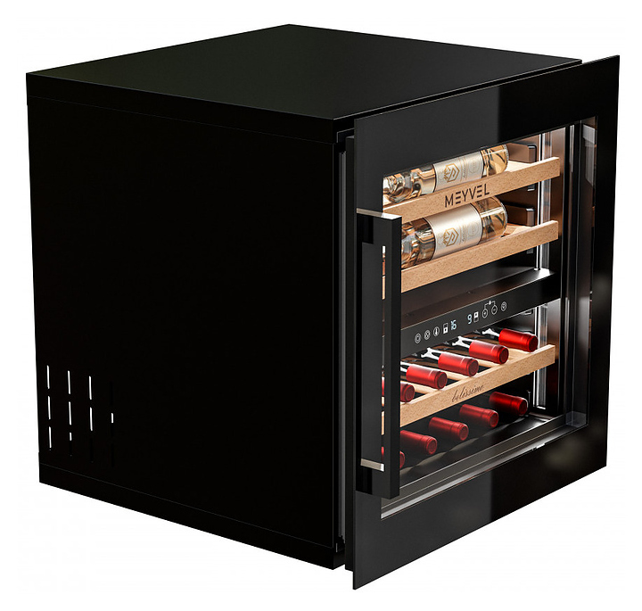 Винный шкаф MEYVEL MV26PRO-KBB2 69 л 592х572х596 мм сталь, черный