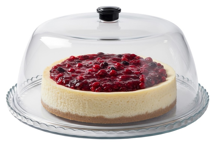 Блюдо для торта Pasabahce Patisserie 77966 d=32 см (стекло) с крышкой h=12,5 см (поликарбонат)