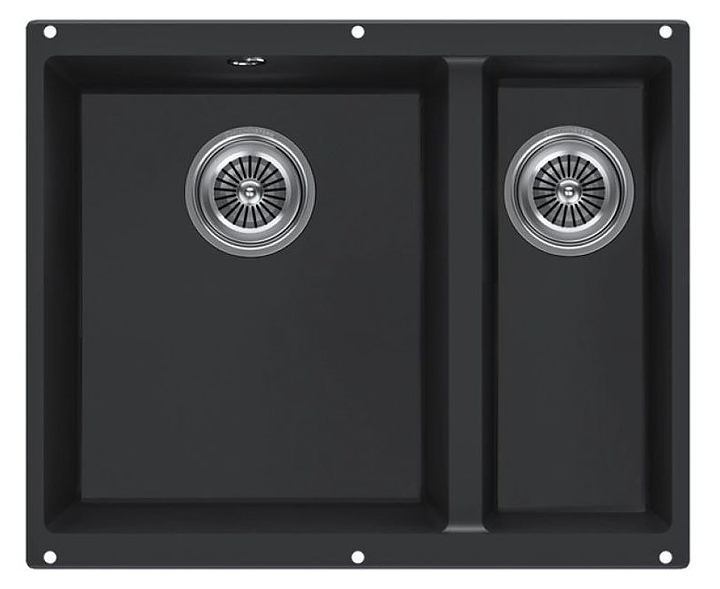 Кухонная мойка KUCHENSTERN 102BL10 UNDER 60-2 Ku-Granit 530х460х190 мм черный