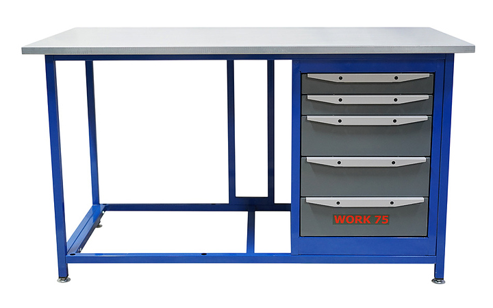 Верстак слесарный однотумбовый КМК завод WORK75 WK1500(Т5) синий, серый