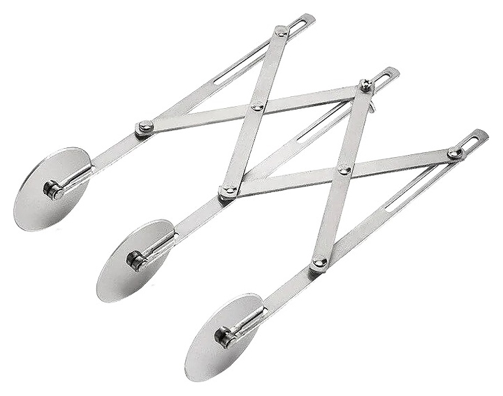 Нож роликовый для теста раздвижной Restopit рп392 d=5,5 см 3 гладких лезвия (нерж. сталь)